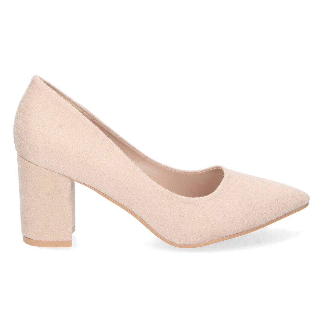 Zapato salón tacón ancho beige - Imagen 3