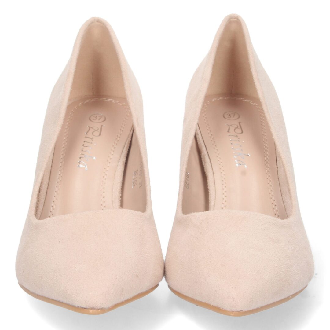 Zapato salón tacón ancho beige - Imagen 4