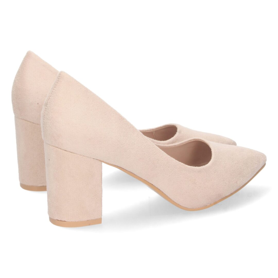 Zapato salón tacón ancho beige - Imagen 5