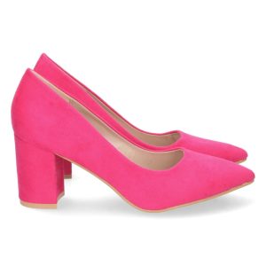 Zapato salón tacón ancho fucsia