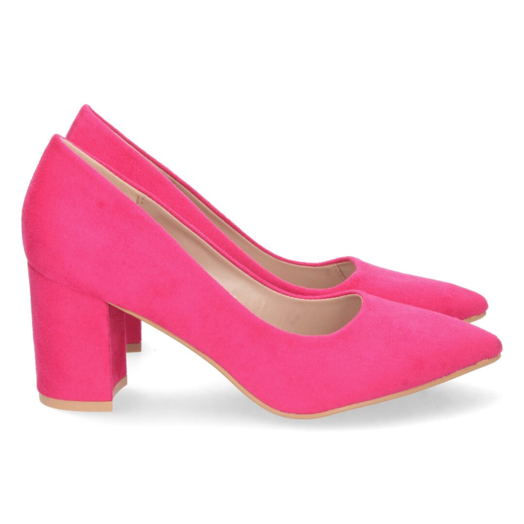 Zapato salón tacón ancho fucsia - Imagen 2