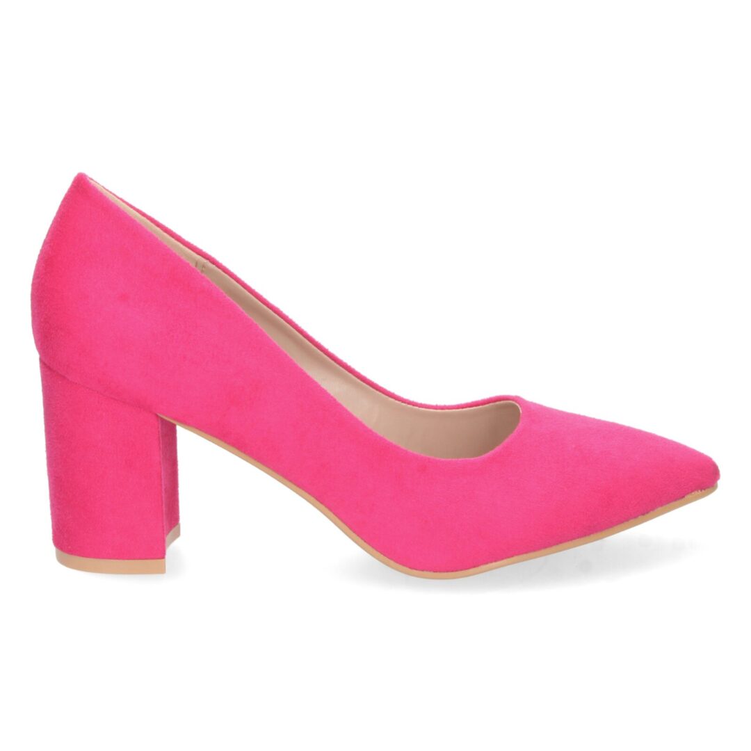 Zapato salón tacón ancho fucsia - Imagen 3