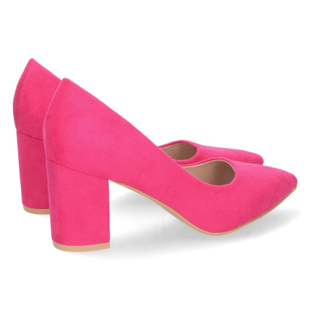 Zapato salón tacón ancho fucsia - Imagen 5
