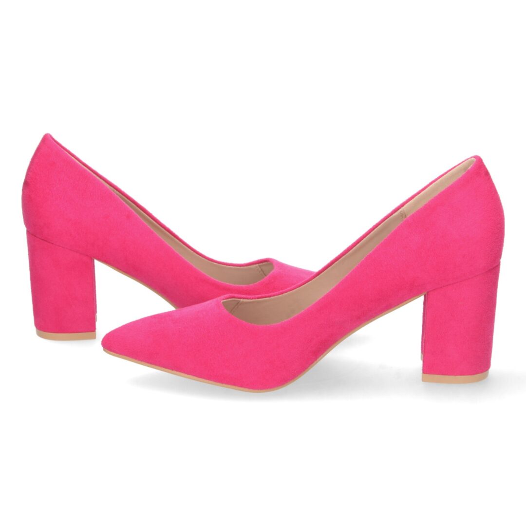 Zapato salón tacón ancho fucsia - Imagen 6
