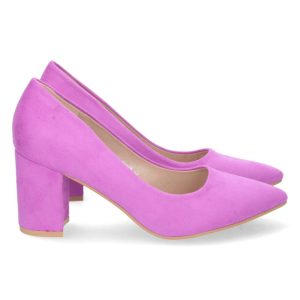 Zapato salón tacón ancho color lila
