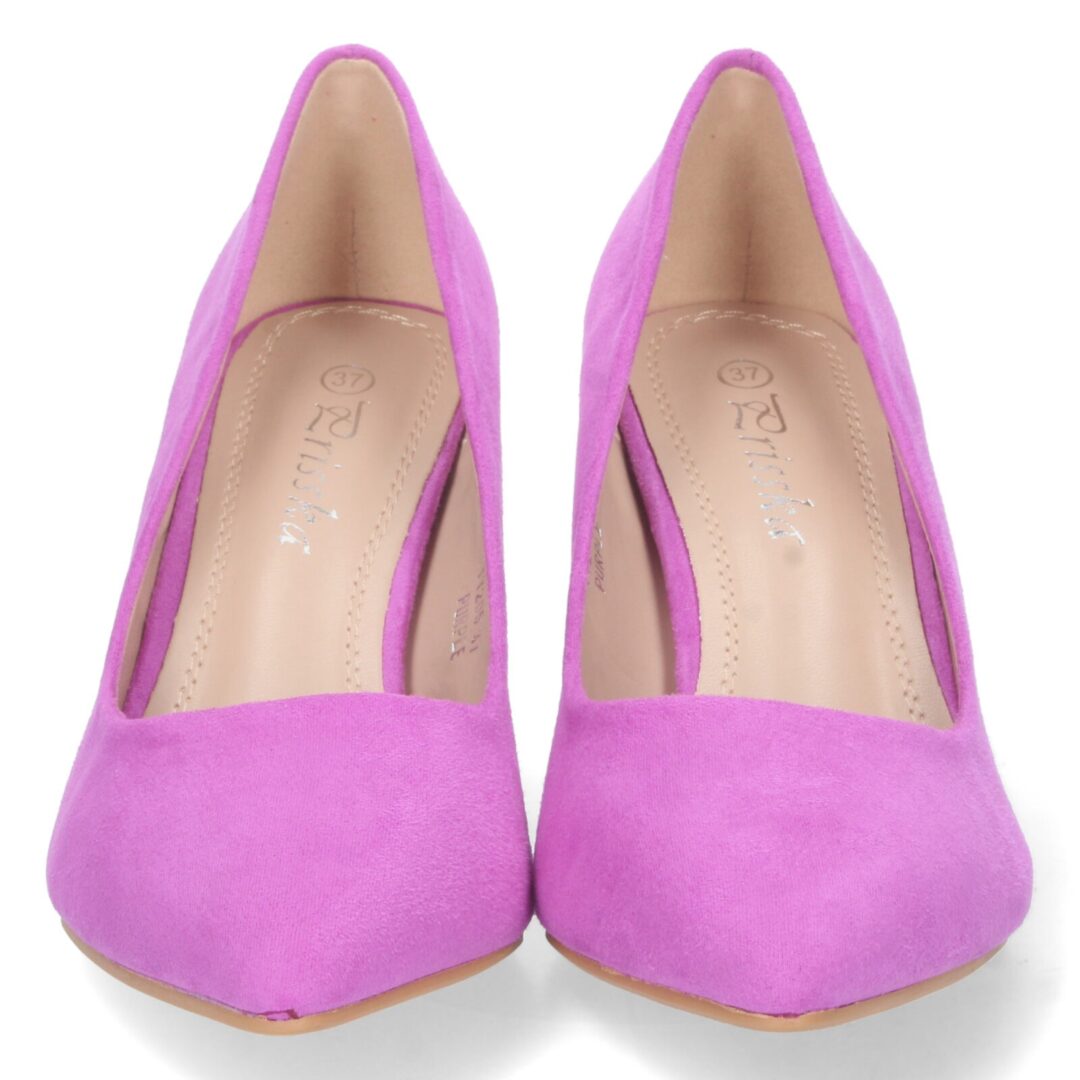 Zapato salón tacón ancho color lila - Imagen 4