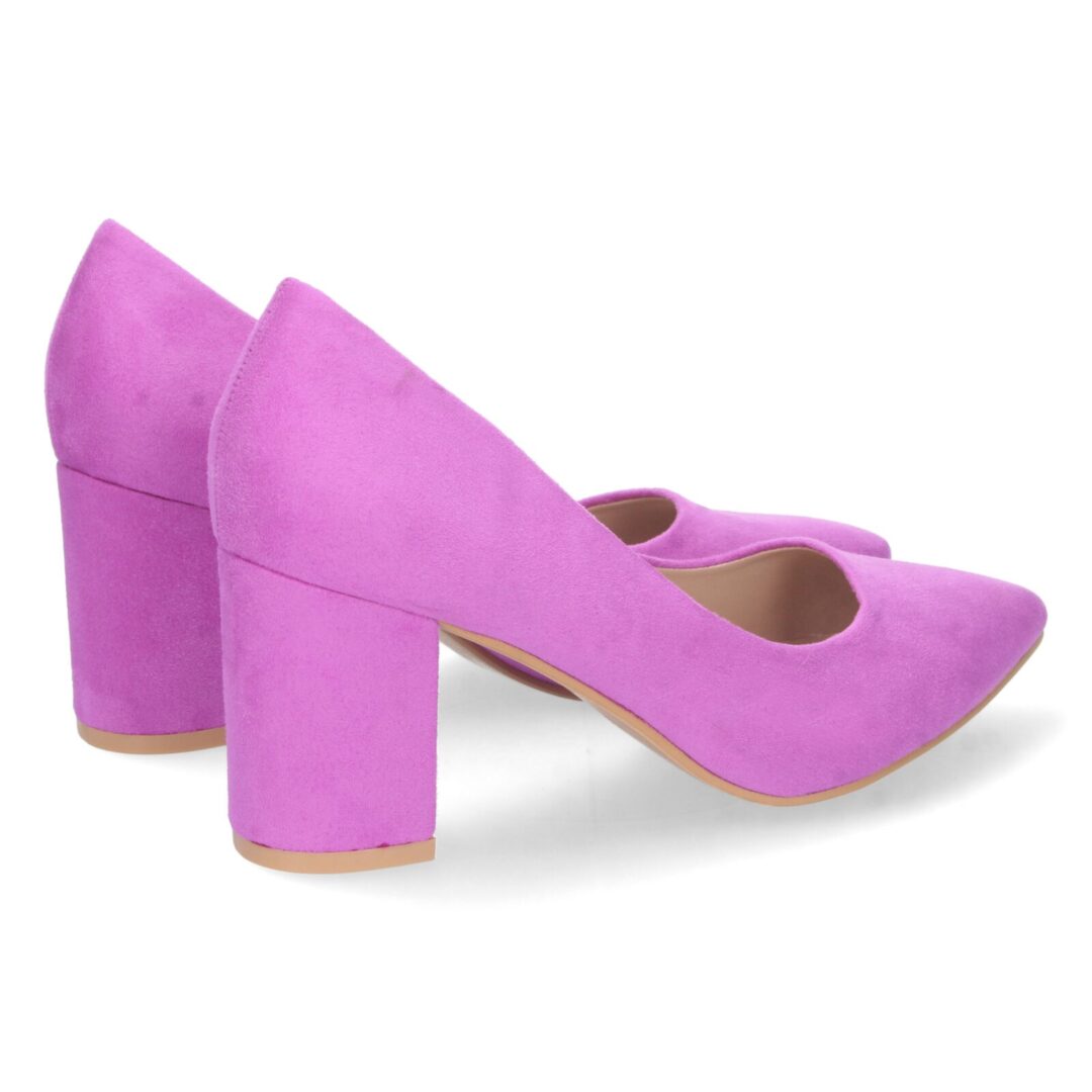 Zapato salón tacón ancho color lila - Imagen 5