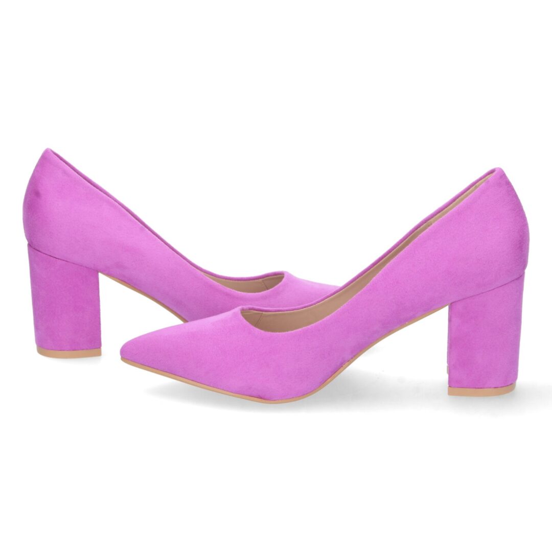 Zapato salón tacón ancho color lila - Imagen 6