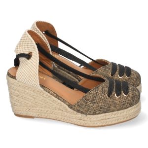 Cuña cordones marrón textura tejido