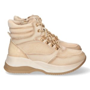 Botas de Montaña Beige Acanaladas Doradas