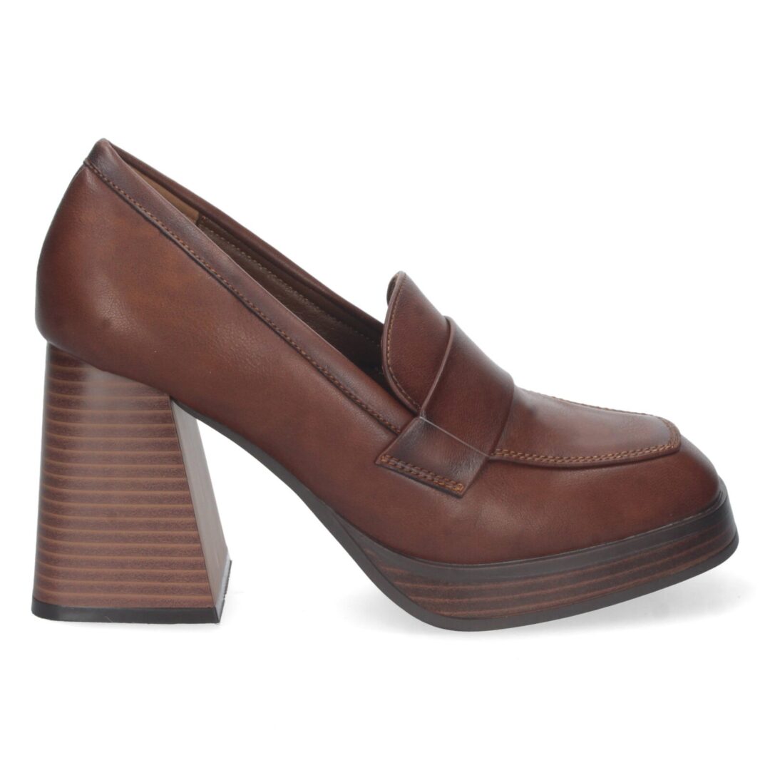 Zapatos tacón alto marrón plegados - Imagen 3