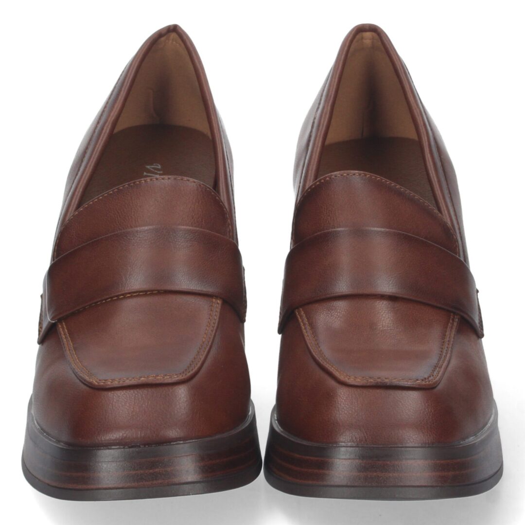 Zapatos tacón alto marrón plegados - Imagen 4