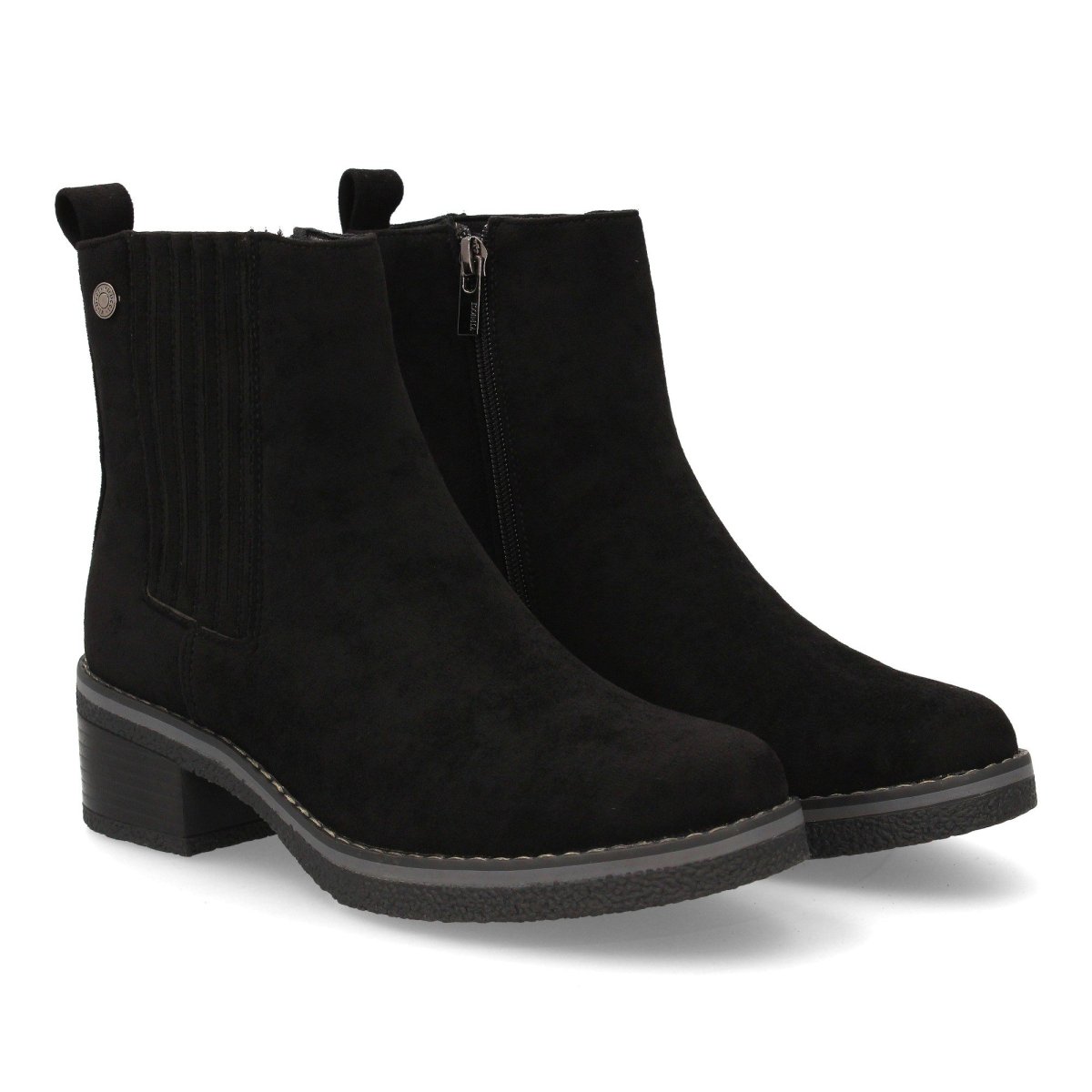 Botines negros tacón cremallera.