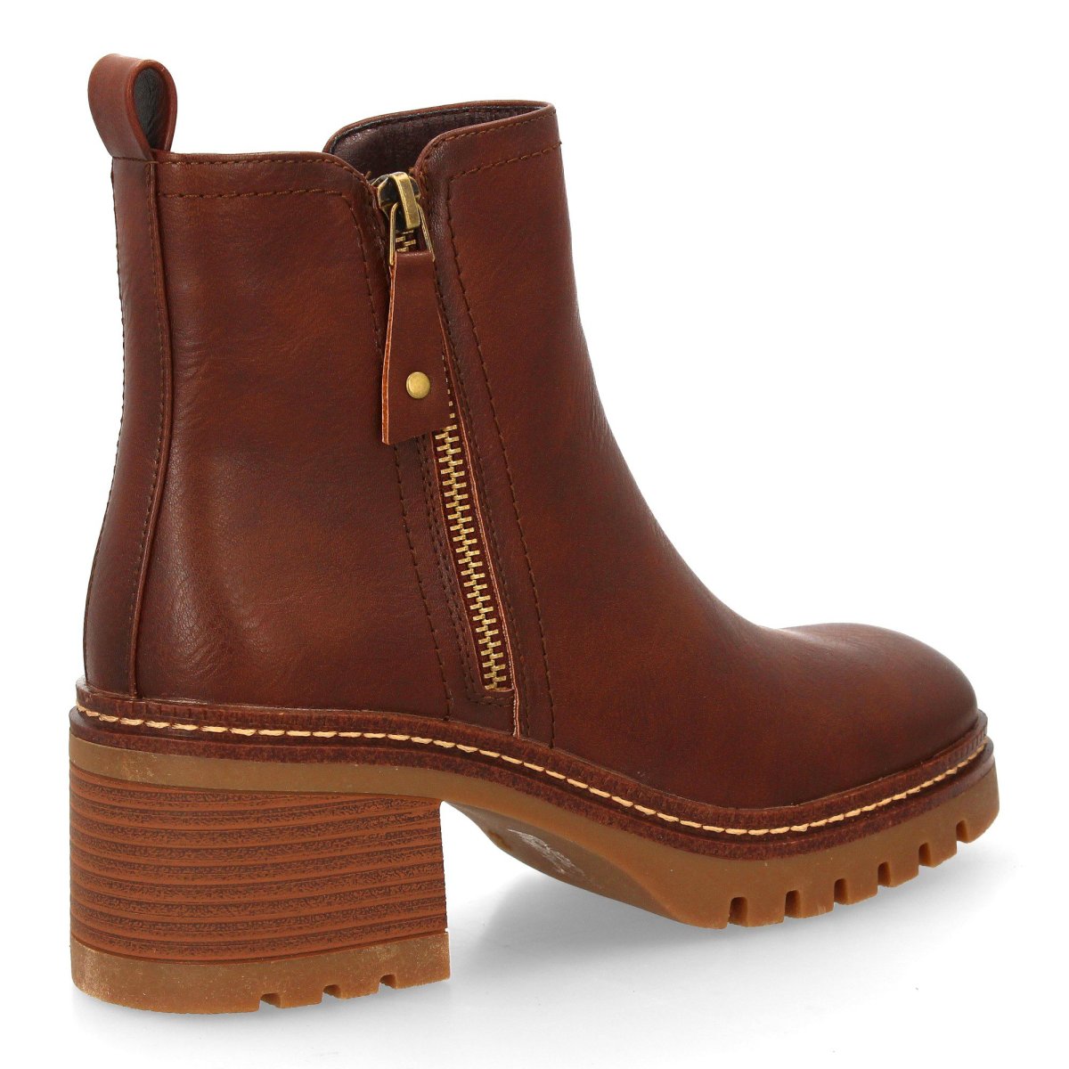 Botines marrón tacón cremallera - Imagen 5