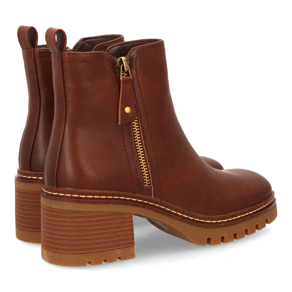 Botines marrón tacón cremallera - Imagen 6