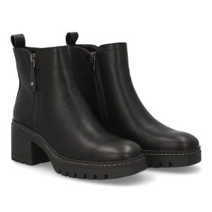 Botines tacón plataforma cremallera negro