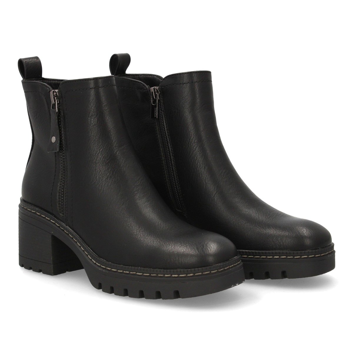 Botines tacón plataforma cremallera negro
