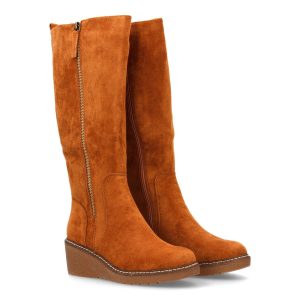 Botas Altas Cuña Naranja con Cremallera