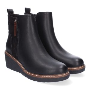 Botines de Cuña Negros con Suela Grabada