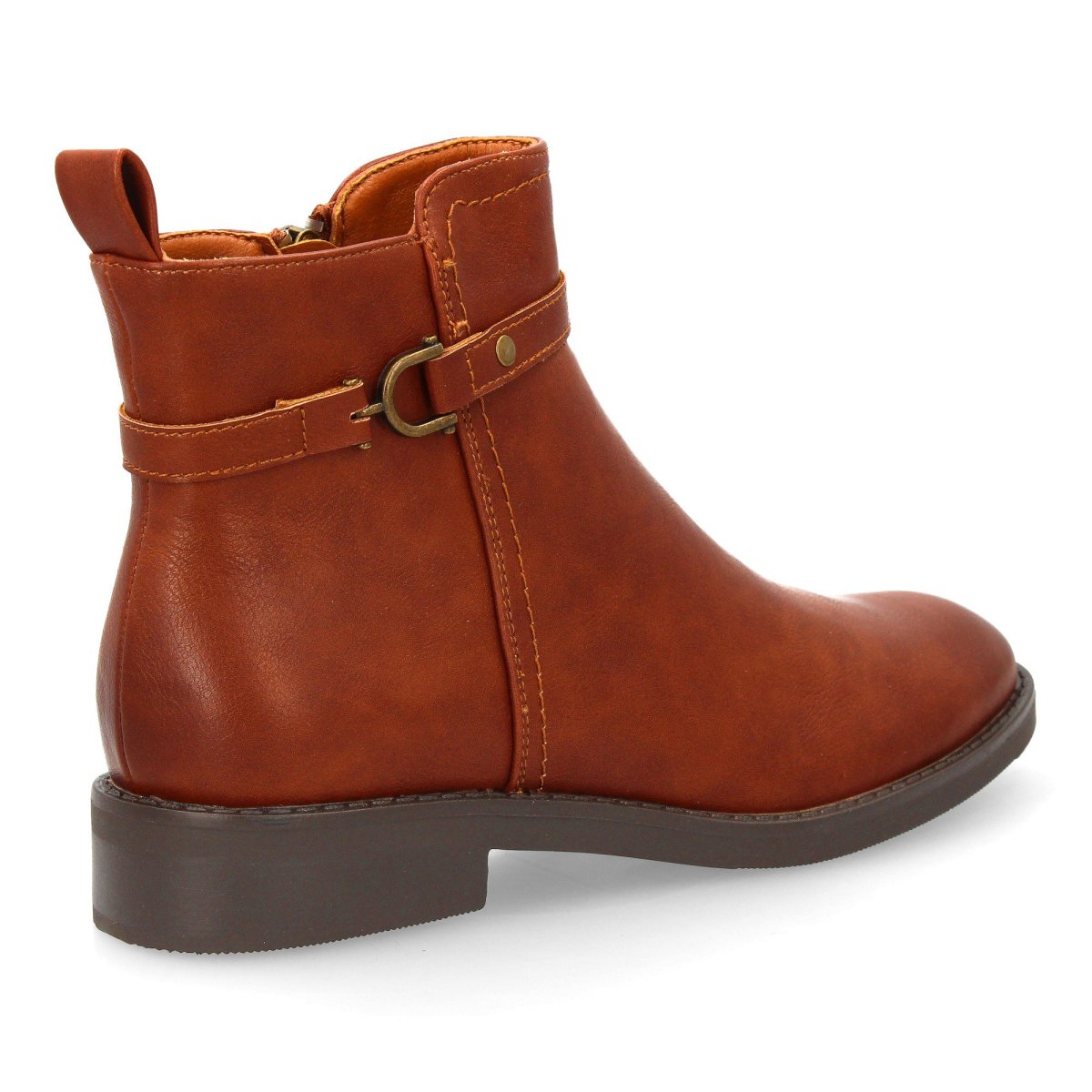 Botines planos camel con cremallera y correa - Imagen 5