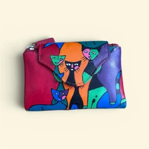 Cartera de gatos pintada a mano