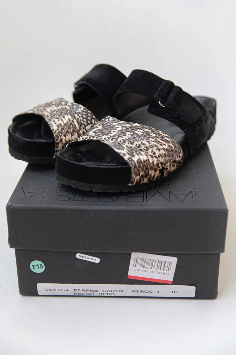 Giambattista Valli sandalias de ante y piel estampado pitón Talla 36 Nuevas - Imagen 7