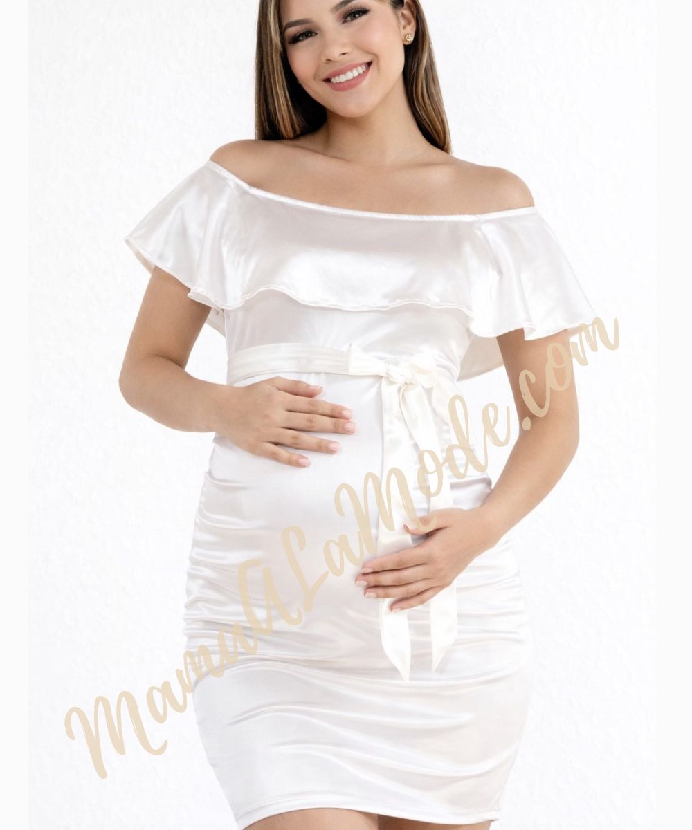 Vestido Materno Angelina Tela Satín Stresh