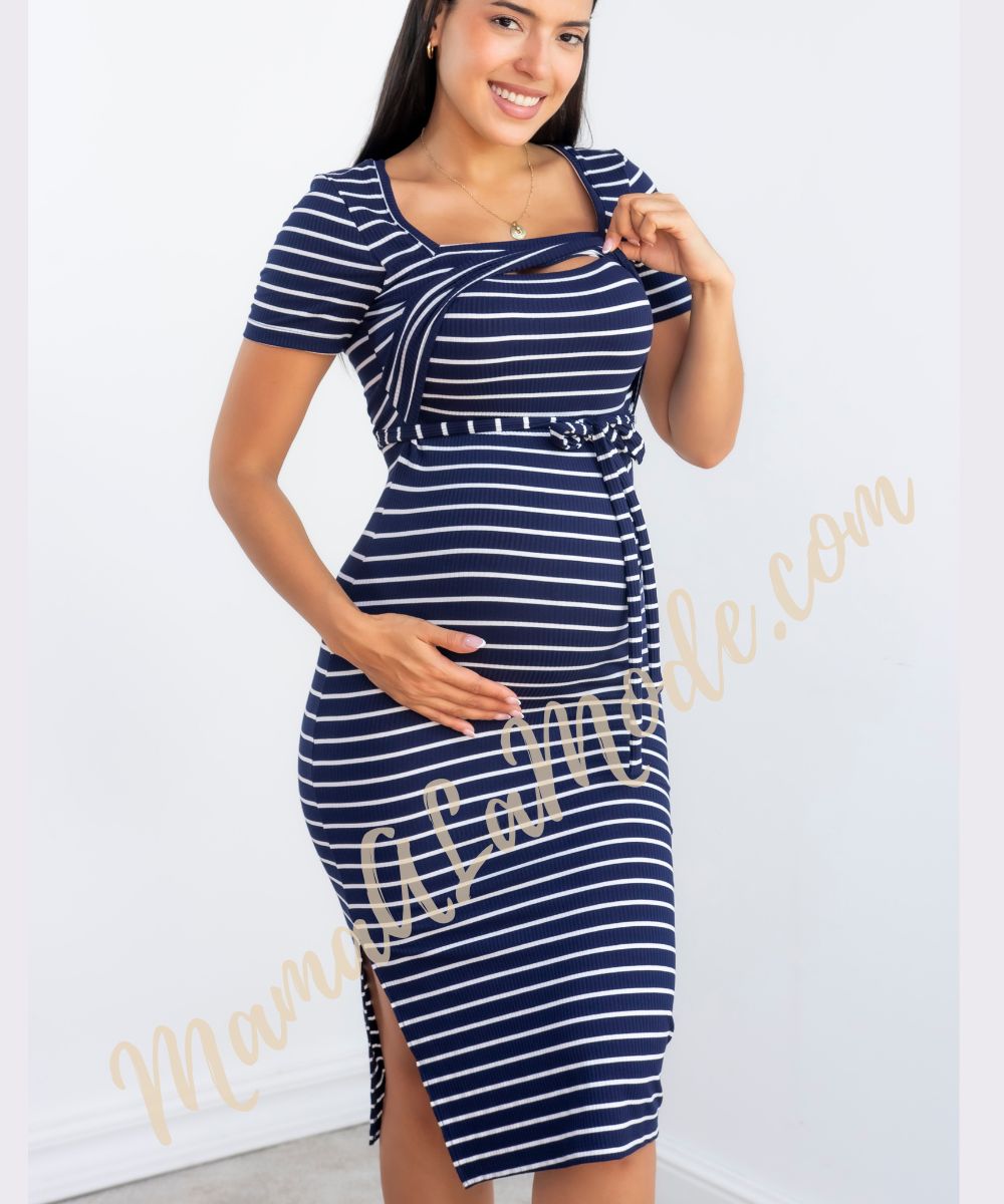 Vestido Maternidad y Lactancia Aurora Midi con abertura al Costado - Imagen 3