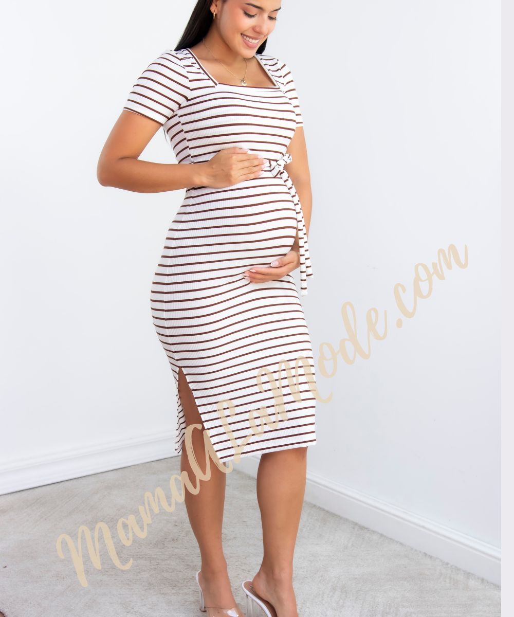 Vestido Maternidad y Lactancia Aurora Midi con abertura al Costado - Imagen 2