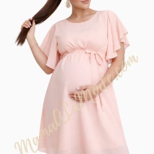 Vestido Materno Elena en Gasa manga Mariposa