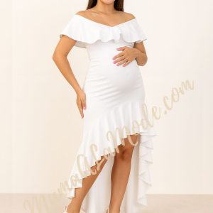 Vestido Materno Elle corte Asimétrico Elegante y Coquet para Revelación y BabyShower