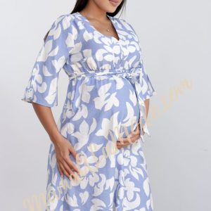 Vestido para Embarazadas Elegante Ginebra Print en Twill de Algodón – Ideal para Oficina y Uso Diario