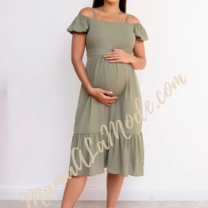 Vestido Materno Gresia 3/4 en Gasa Elegante y Juvenil