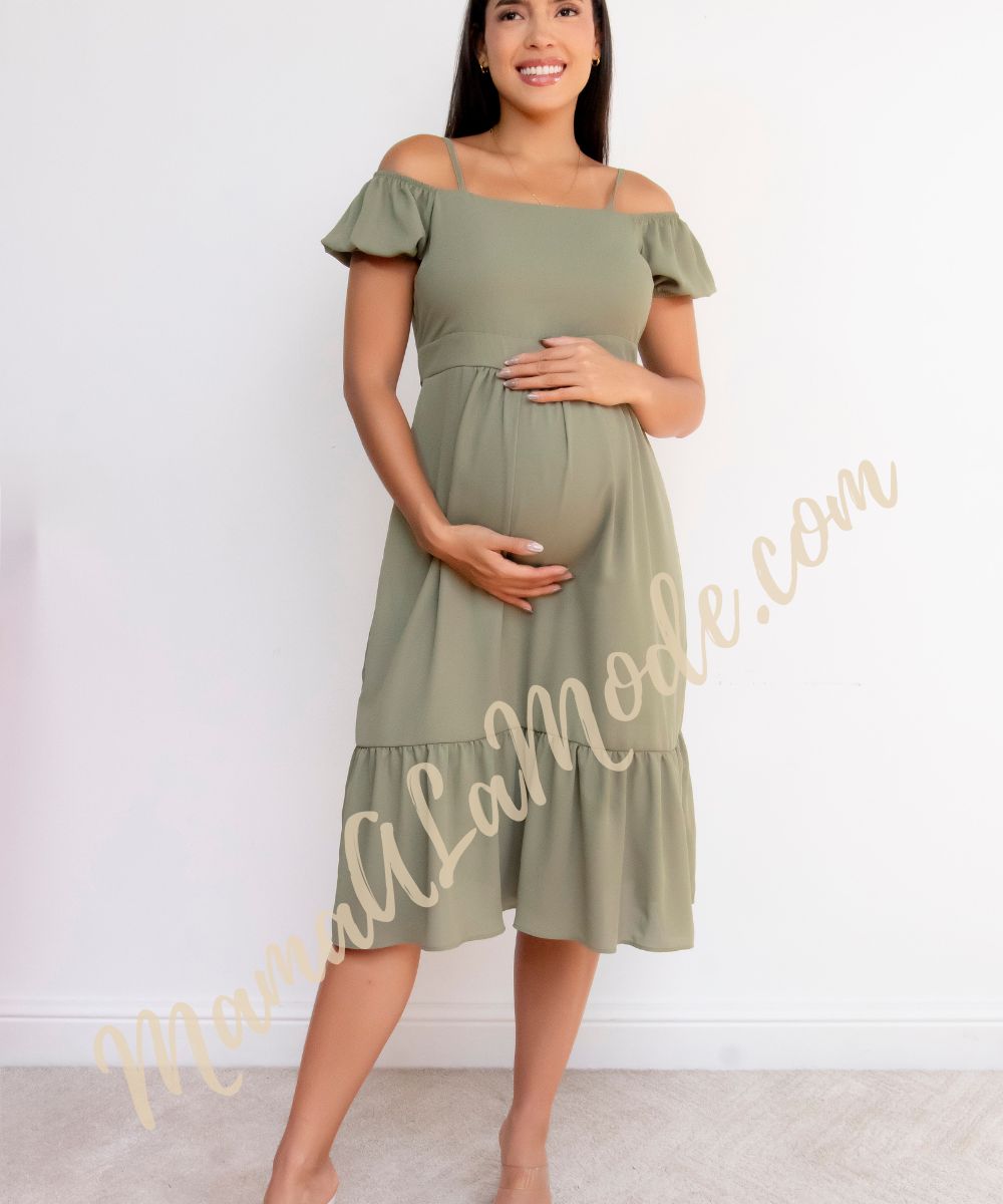 Vestido Materno Gresia 3/4 en Gasa Elegante y Juvenil - Imagen 2