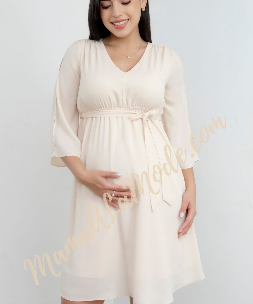 Vestido Materno Stela Estilo Formal Elegante en Gasa - Imagen 2