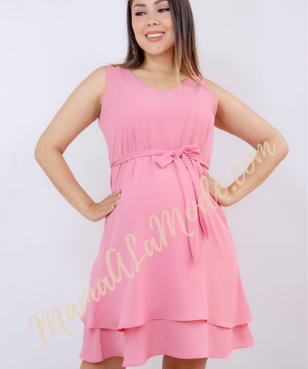 Vestido Materno Xuxa doble Capa cuello V