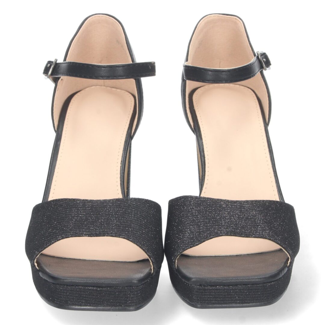Sandalias tacón cruzadas plataforma negro - Imagen 4
