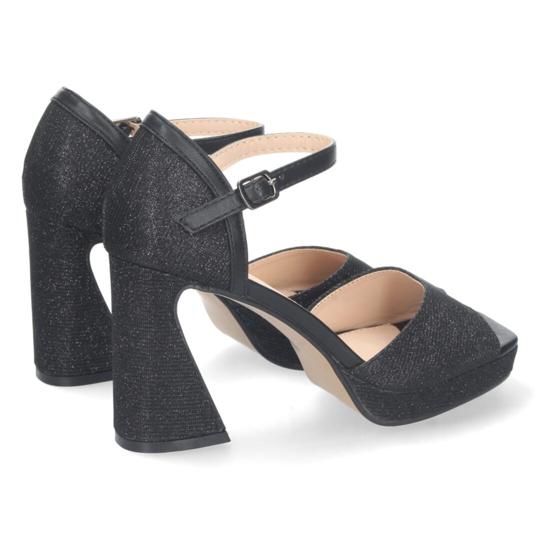 Sandalias tacón cruzadas plataforma negro - Imagen 5