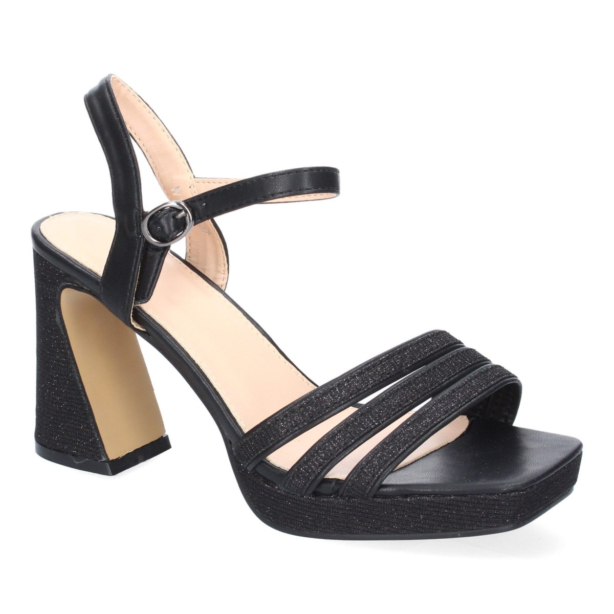 Sandalias de Tacón Negras Brillantes Cruzadas - Imagen 4