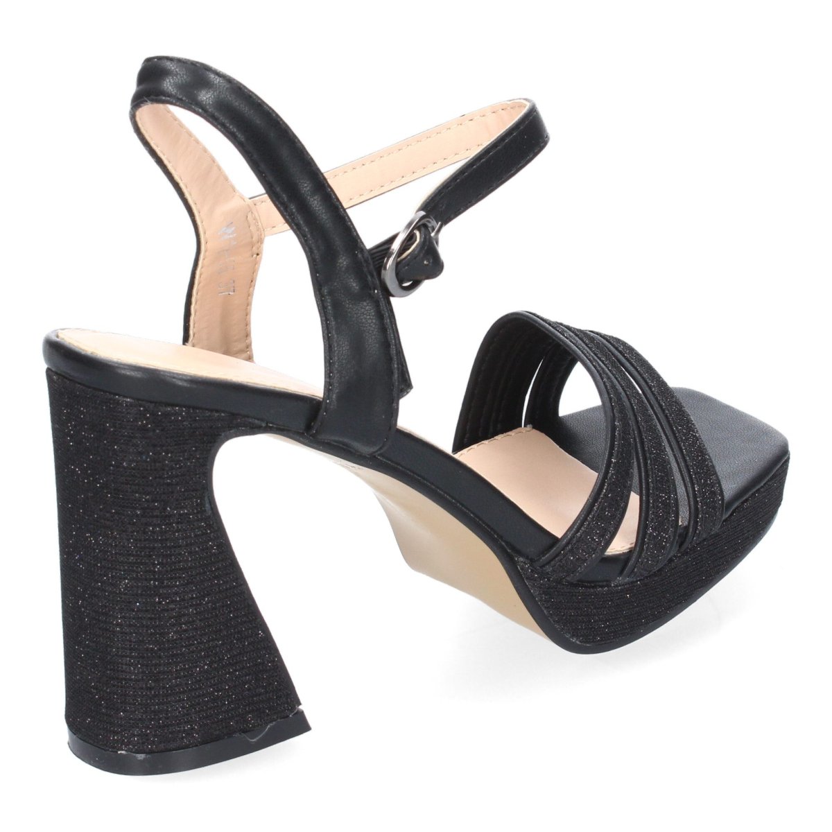 Sandalias de Tacón Negras Brillantes Cruzadas - Imagen 5