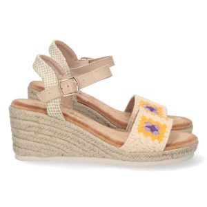 Cuña bordada beige