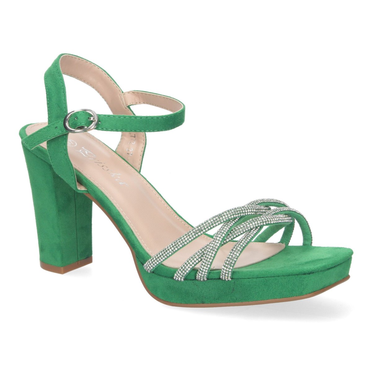 Sandalias Tacón Adornos Brillantes Verde - Imagen 6