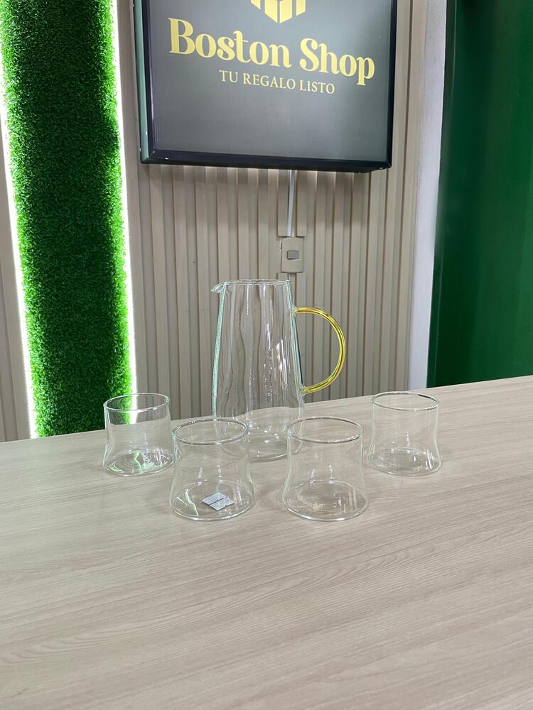 Set de Vidrio Minimalista – Jarra + 4 Vasos - Imagen 2
