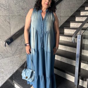 Bolso de piel azul