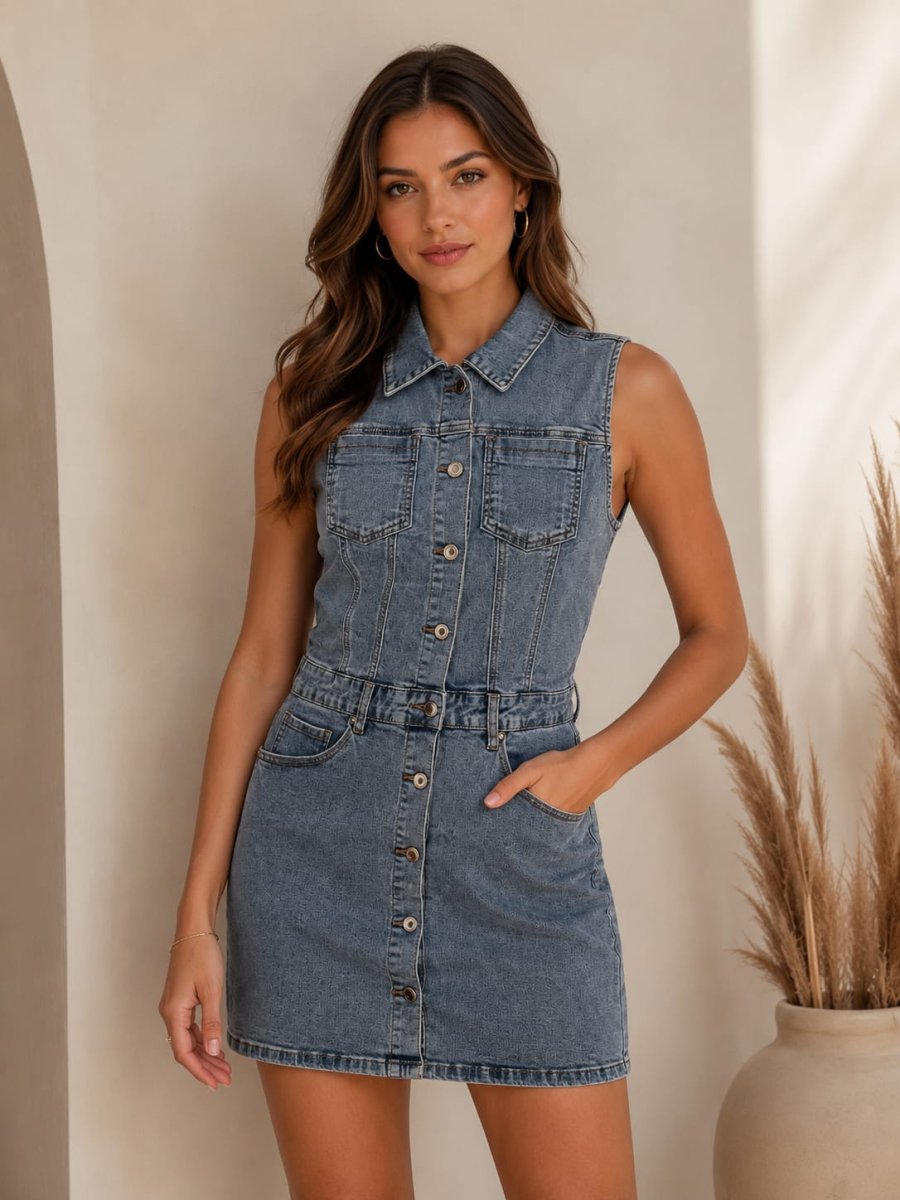 Vestido Vaquero Corto Entallado - Imagen 2