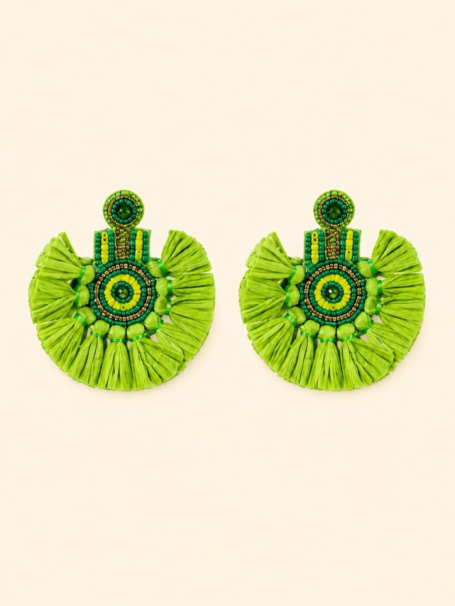 Pendientes Verdes de Rafia con Abalorios Tantrend - Imagen 3