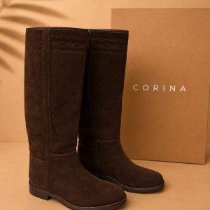 Bota alta plana Corina