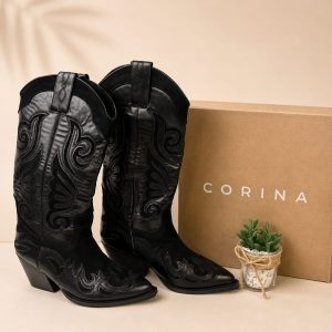 Bota Cowboy Negra Corina