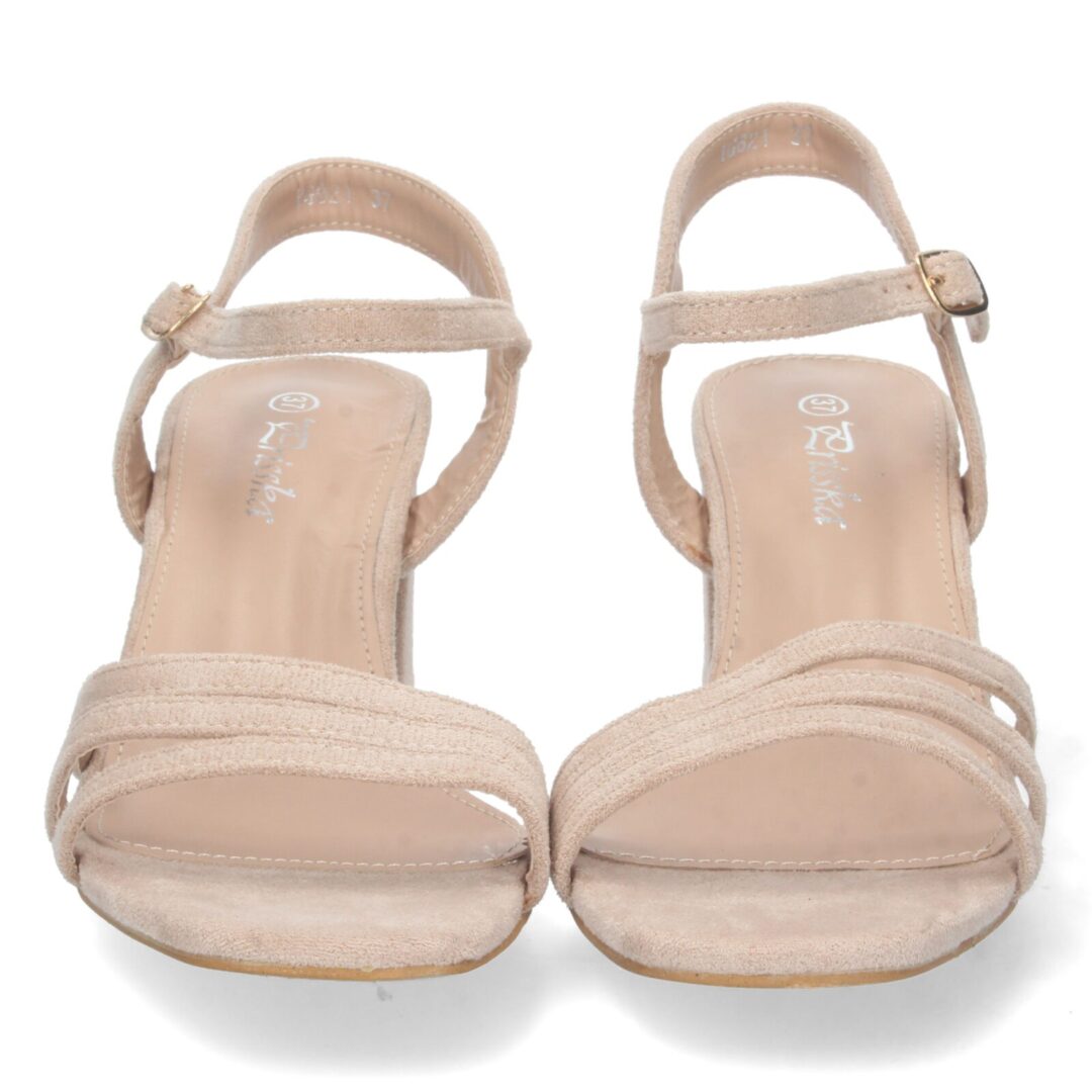 Sandalias tiras beige cruzadas hebilla - Imagen 4