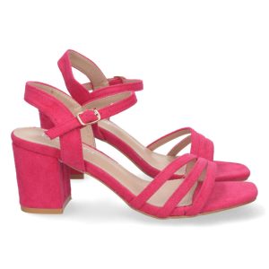 Sandalia tiras cruzadas fucsia